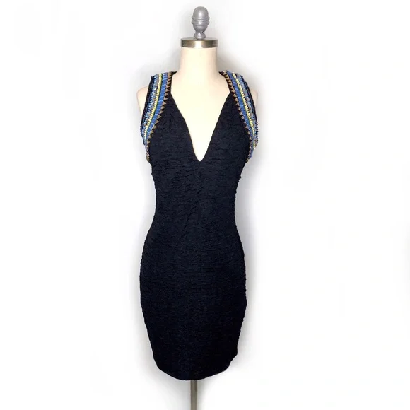 H&M | Dresses | Beyonc Collection Deep V Beaded Dress Size S | Poshmark